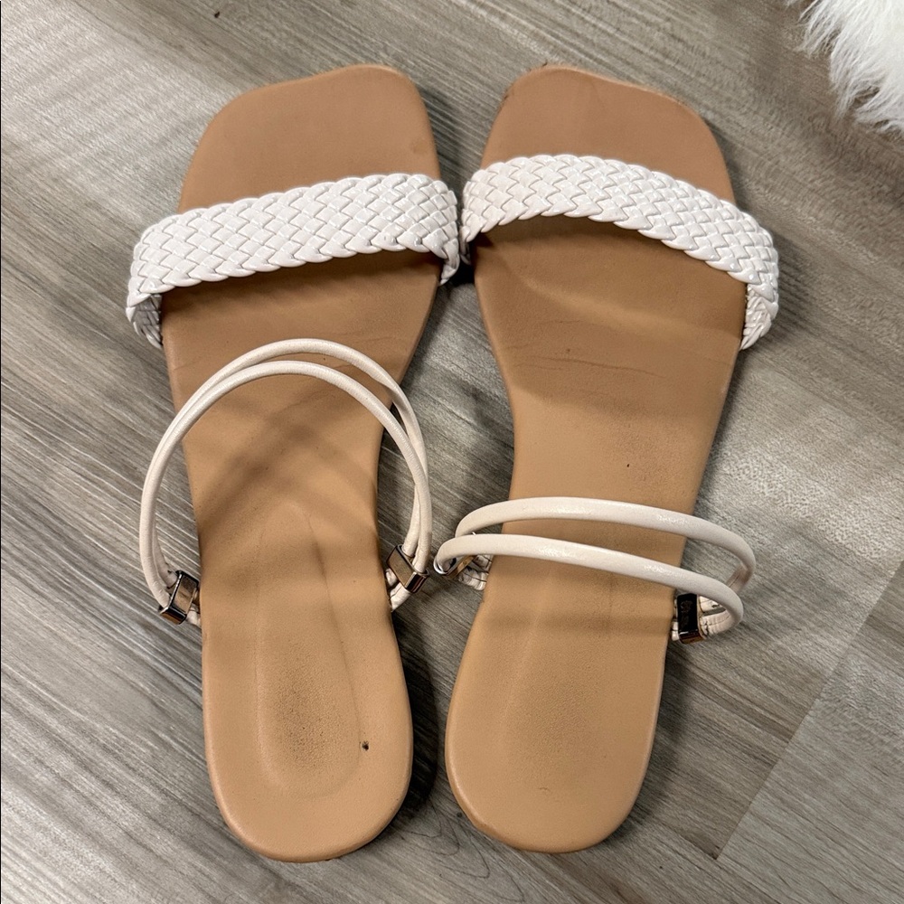 Chic Cream Braided Strap Sandals